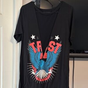 Black Graphic T-Shirt with Eagle Design